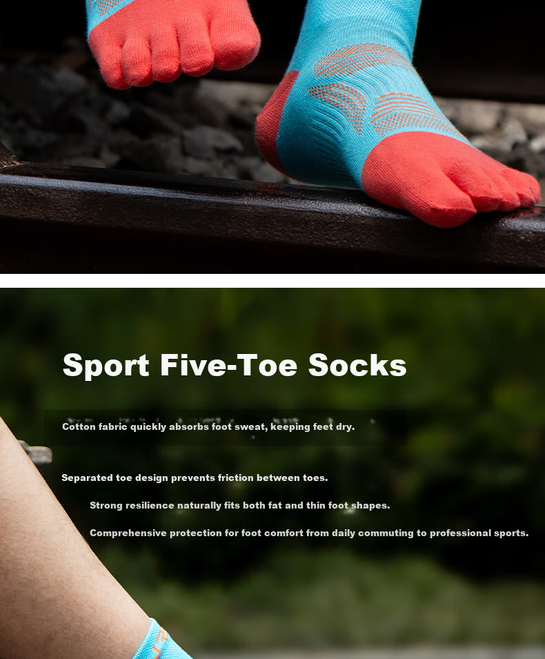 Riels Sports Five-Toe Socks Trail Running Professional Socks Unisex Hiking Breathable Sweat-Absorbing Mid-Calf Cotton Socks 3