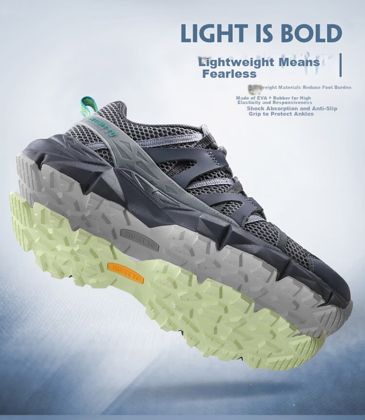 HUMTTO Summer Mesh Hiking Shoes Non-Slip Shock Absorption Outdoor Men's Mountaineering Shoes Breathable Casual Men's Shoes Blue Gray Size 40 4