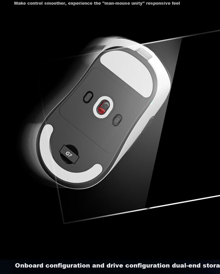 MACHENIKE G7 Lightweight Gaming Mouse Tri-Mode Connectivity Symmetrical Ergonomic Design Large Capacity Battery Long Battery Life Web Driver Black White 12