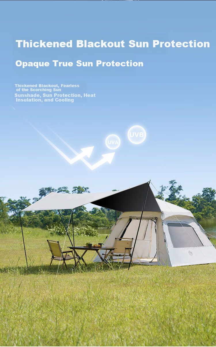 JD Jingzao Durable Wind-Resistant Carbon Fiber Tent and Canopy 2-in-1 Blackout Sunshade for 4-10 People Outdoor Camping Gear 6