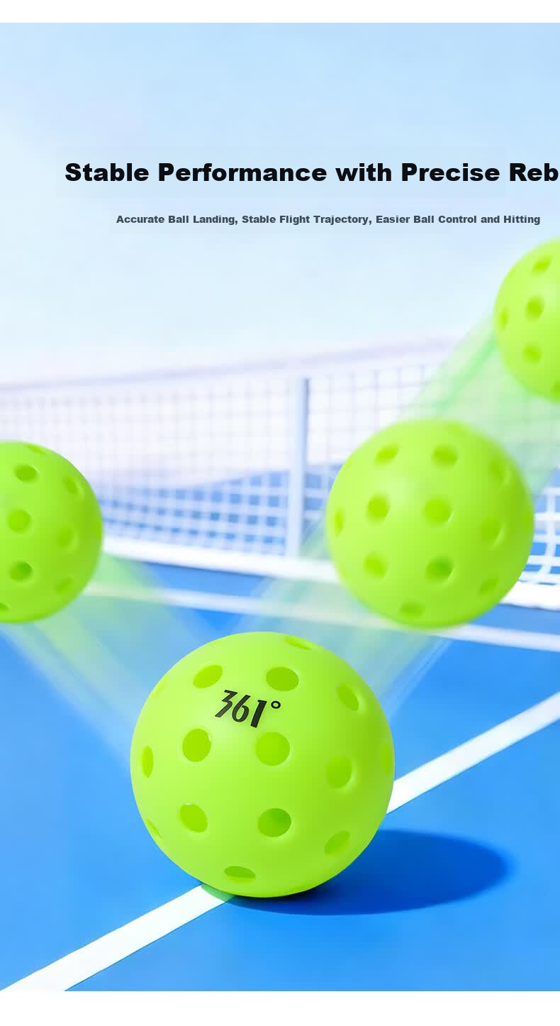 361° Pickleball Set High-Elastic Integrated Balls Outdoor Professional Competition Balls 4 Regular Balls + 2 Glow Balls 3