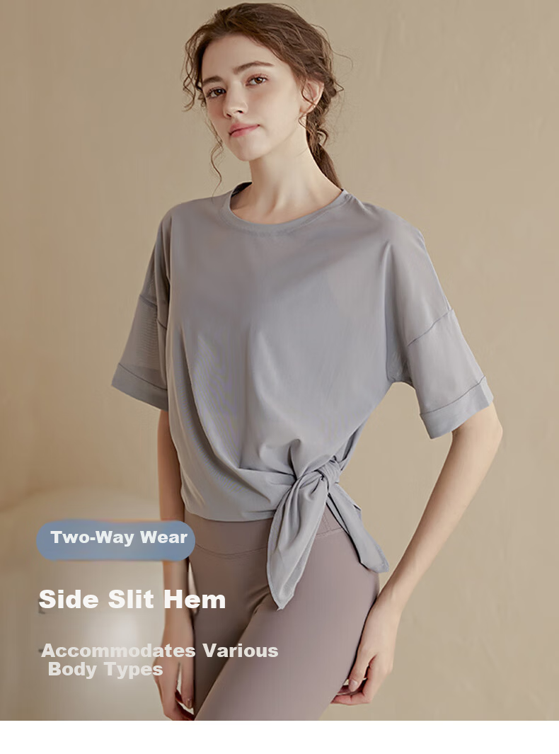 Xueqiman Loose Lightweight Yoga Shirt Women's Sports Top Running Quick-Dry Short Sleeve T-Shirt Breathable Summer Fitness Wear 1