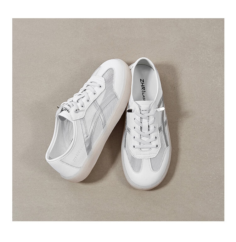 ZHR Women's Shoes, Summer New Style Mesh Breathable White Sneakers, Genuine Leather Training Sports Shoes for Women, A67E White Blue Size 37 37