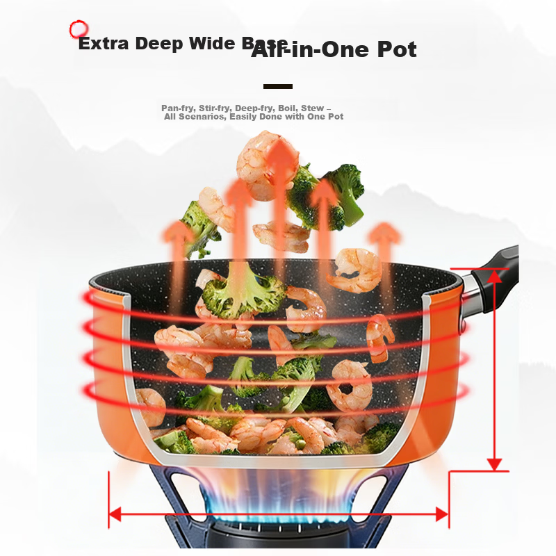 FREIZ Peace Deep Non-Stick Frying Pan, Yongwang Same Model, Non-Stick Wok for Home Cooking, New First-Class Non-Stick