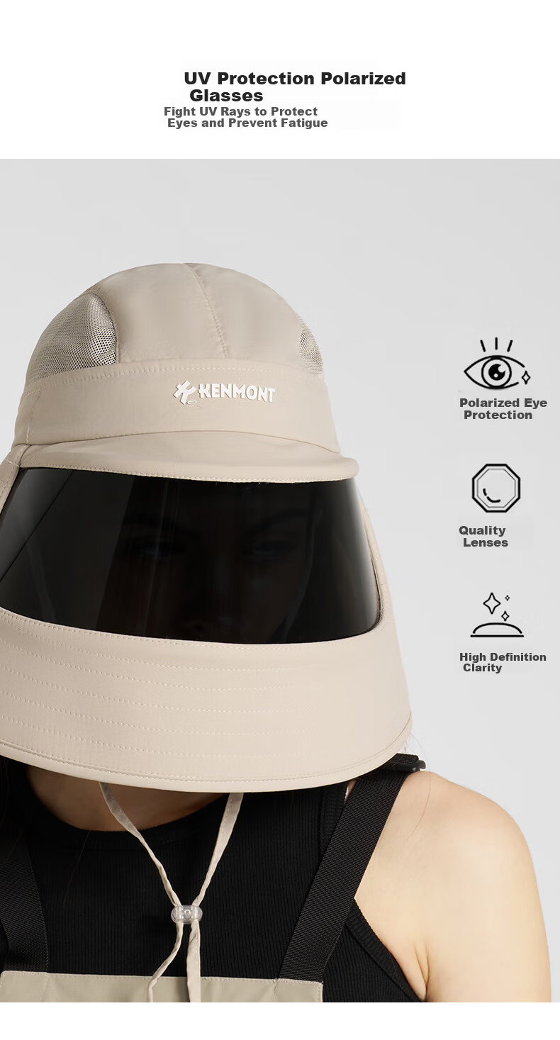 Kenmont All-in-One Medical Aesthetic Sunscreen Hat for Women UV Protection Breathable Full Face Sun Hat with Neck Guard 6130 10