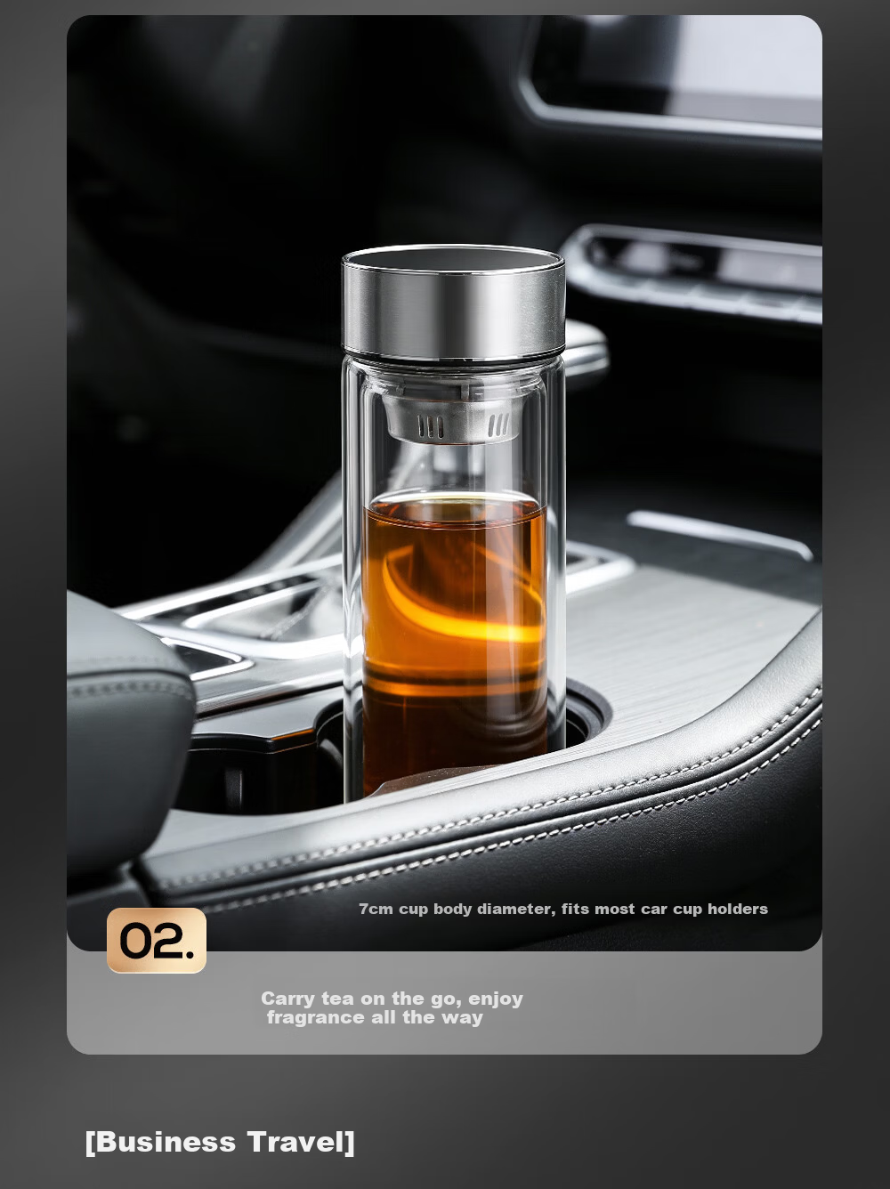 Fuguang Borosilicate Glass Pure Titanium Tea Infuser Double-Layer Business Travel Water Cup Men's Gift Box Set 13