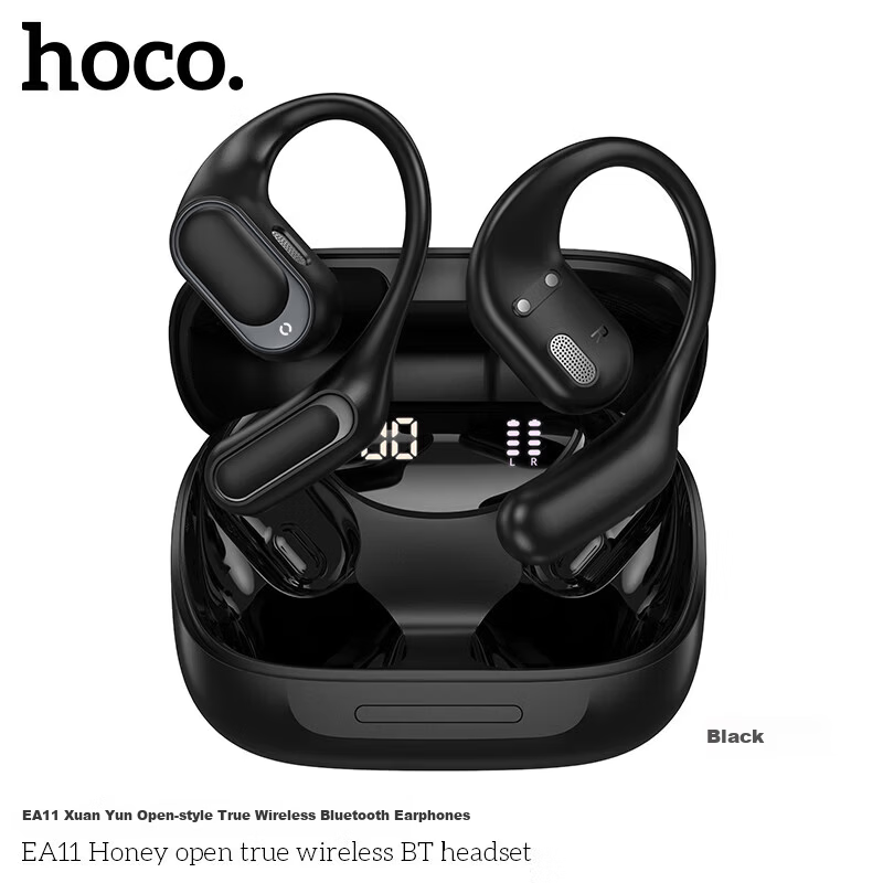 HOCO. True Wireless Bluetooth Earphones [Open-Ear, Non-In-Ear, Hanging Design] Compatible with Apple, Huawei, Android [Black] EA11 V5.4 2