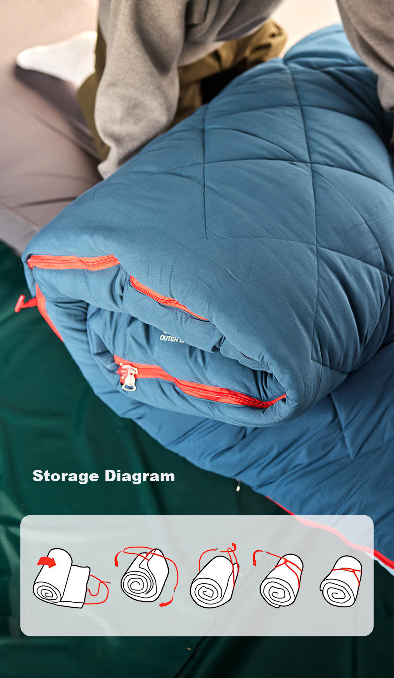 Coleman Four-Season Multi-Functional Three-Layer Sleeping Bag Outdoor Camping Soft Warm Double Detachable Sleeping Bag Dark Teal 90*200CM 9