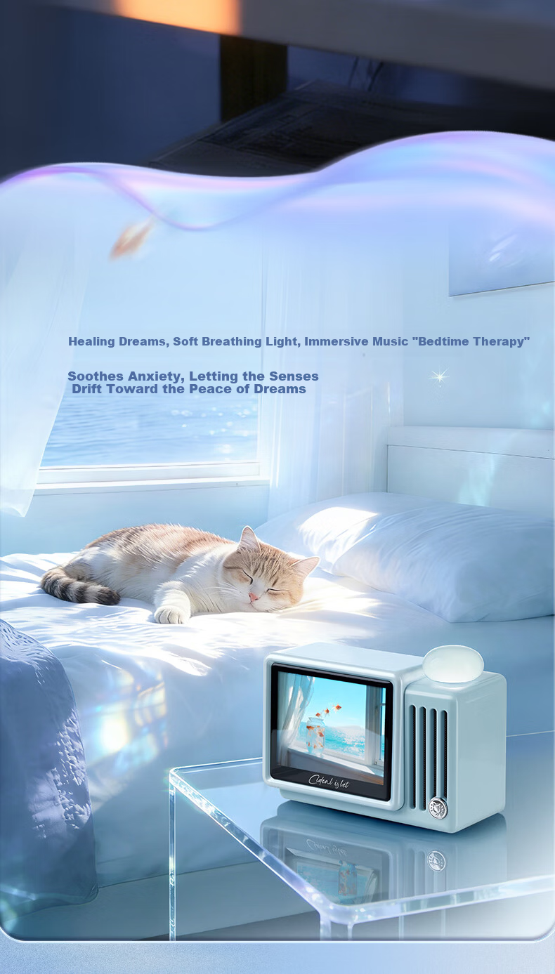 Cat King Radio Cat King Audio Inspiration Island Mini Good Night Lyrics Wireless Bluetooth Speaker with Tap Light Soft Focus White Holiday Gift 15