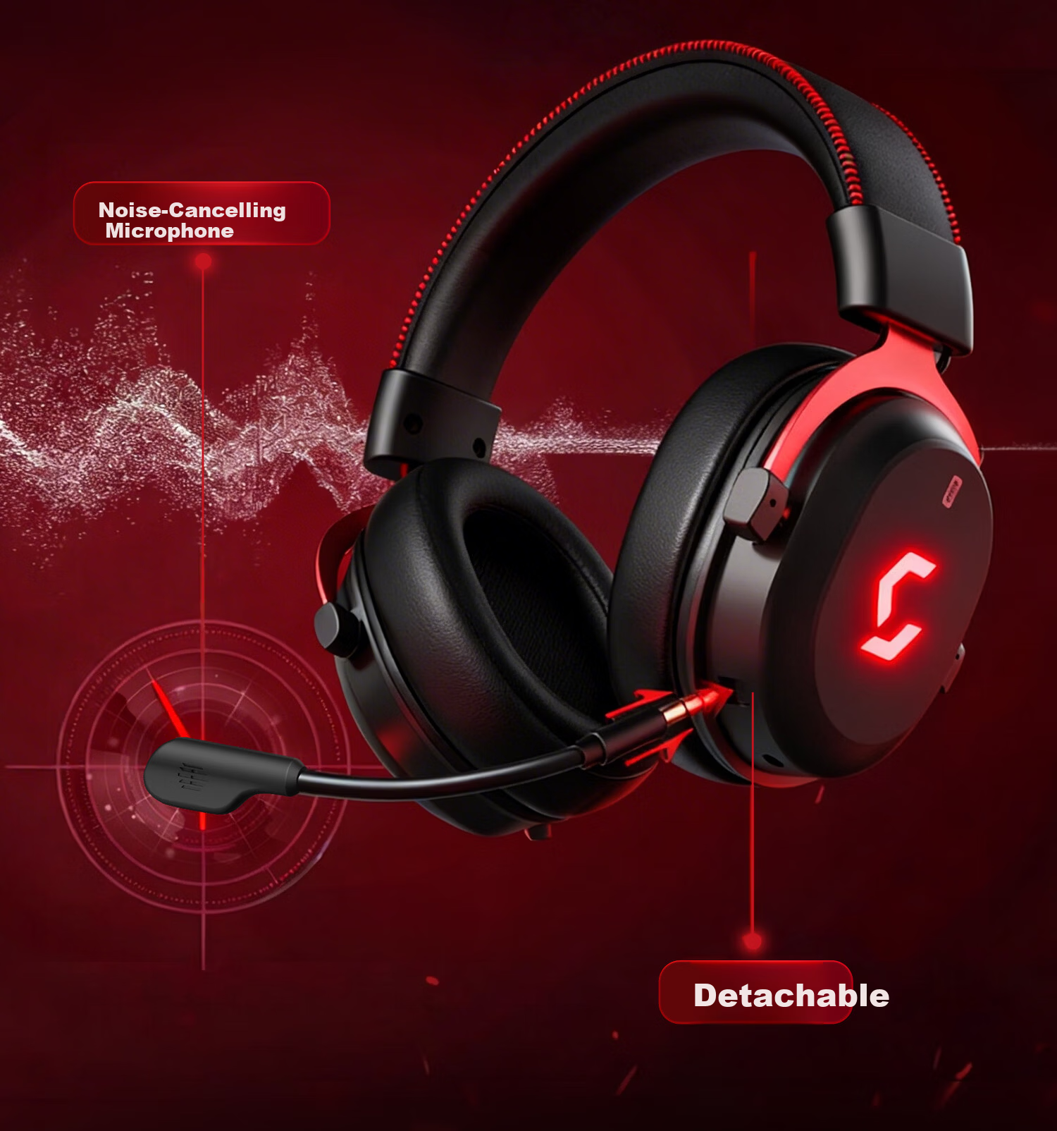 COLORFIRE iGame G169 PRO 7.1 Surround Sound Quad-Mode Wireless Gaming Headset Over-Ear Bluetooth Wired Esports Delta FPS Valorant White Blue 14