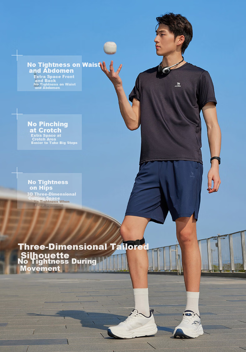 CAMEL Quick-Dry Men's Sports Shorts Ice Cooling Sun Protection Antibacterial Running Pants C16BA6L6069 Phantom Black L 5