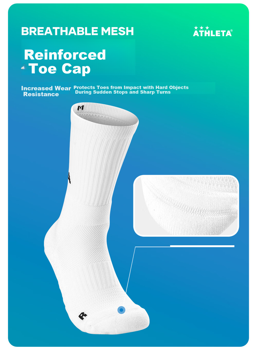 ATHLETA Soccer Socks Unisex Summer Mid-Calf Non-Slip Towel Bottom Durable Running Basketball Training Socks 7