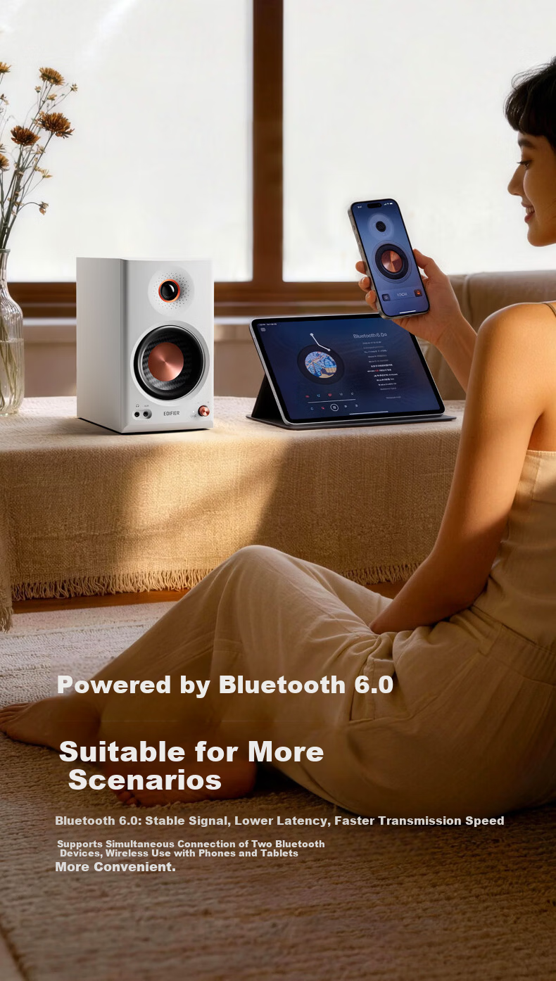 EDIFIER [2026 New Product] MR4BT Wireless Bluetooth Monitor Speaker, High-Fidelity HIFI Sound Quality, Computer And TV Audio System, Desktop Speaker, Dual Gold Certification, White 9