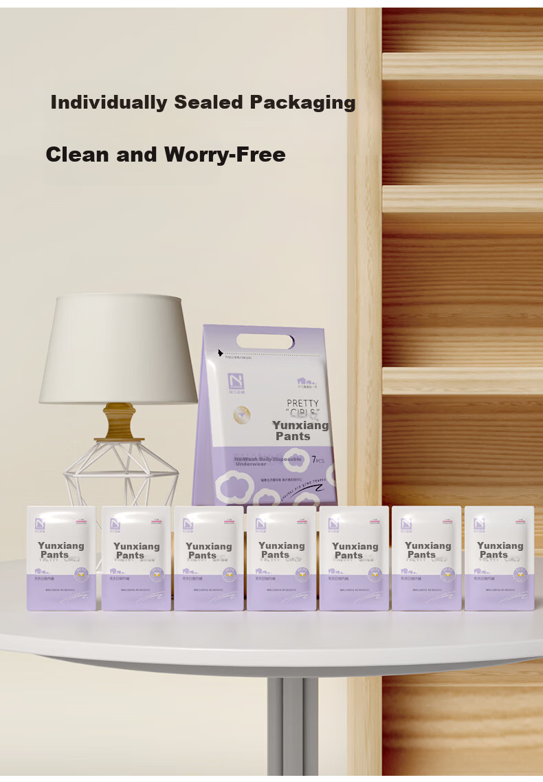 Nolansen Diapers Women's Daily Disposable Underwear 100% Cotton Crotch EO Sterilized Antibacterial 7A Underwear - 7 Pieces XL 3