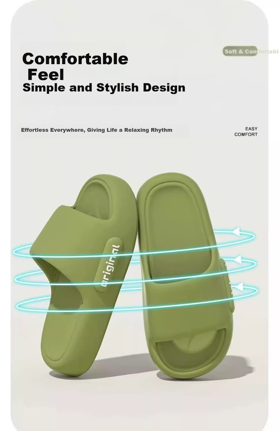 Ganmai Men's Summer Indoor Home Thick Sole Bathroom Non-Slip Slippers Green Size 38-39 3