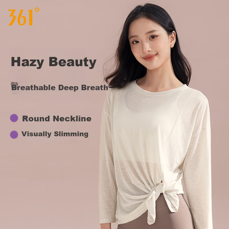 361° Women's Yoga Top Lightweight Loose Breathable Long Sleeve Pullover Professional Pilates Training Fitness Wear