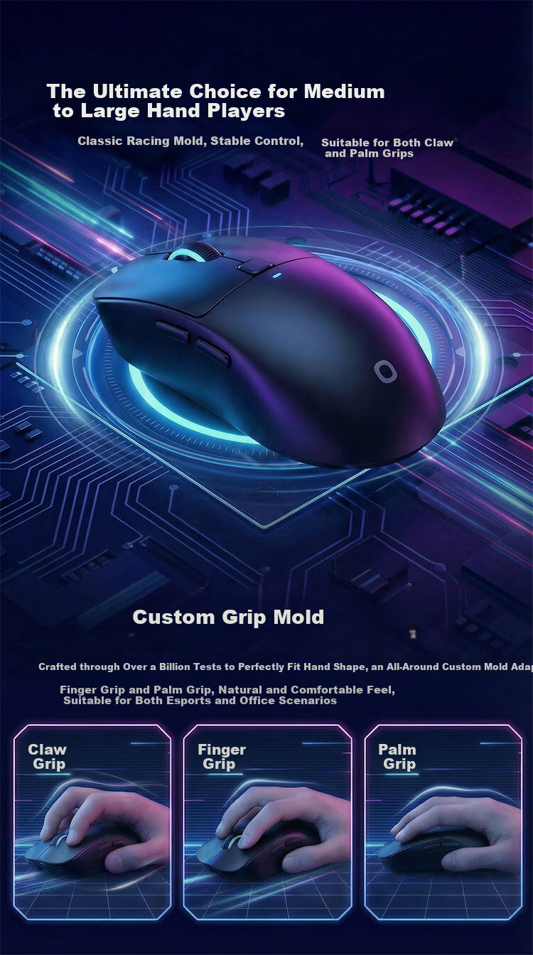 JD Jingzao M7 Gaming Edition 8000Hz Wireless 8K Gaming Office Tri-mode Ergonomic Laptop Mouse 3395 Sensor Black 2