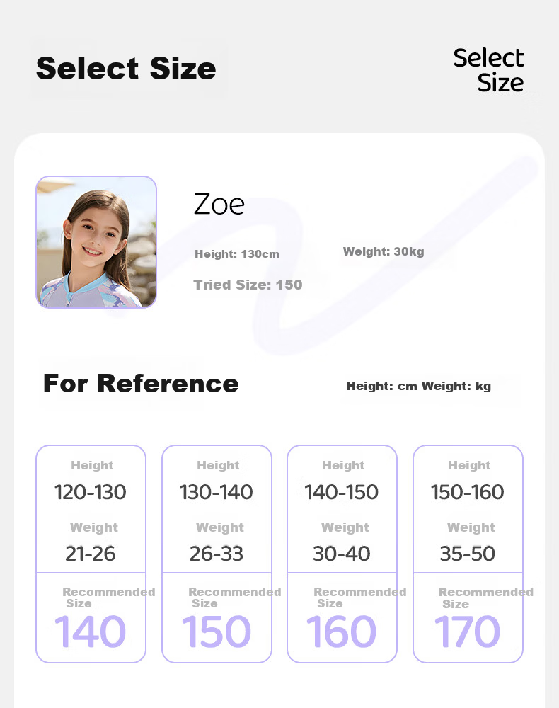 LI-NING Youth Girls' One-Piece Long Sleeve Surfing Swimsuit Five-Point Professional Training Swimwear 1341 Blue Purple Size 160 12