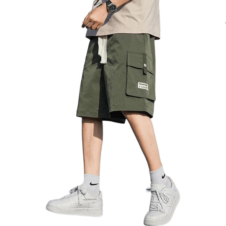 GENIOLAMODE Men's Workwear Shorts Summer Casual Loose Five-Point Pants Trendy Mid-Length Beach Shorts for Youth