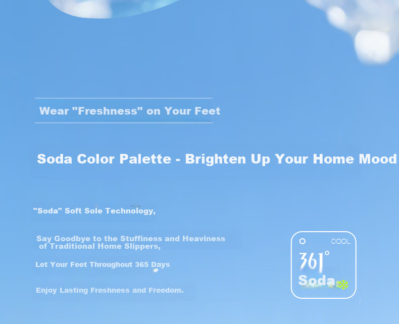 361° Soda Men's Slippers 2026 New Summer Lightweight Soft Sole Casual Home Shoes EVA One-Piece Molded Sandals 3