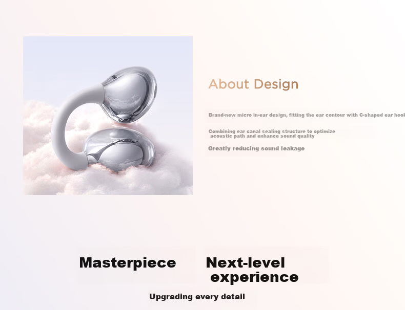 1MORE S20Ultra Bluetooth Ear Clip Bone Conduction Concept Open-Ear Noise Cancelling Headphones Pearl White 6
