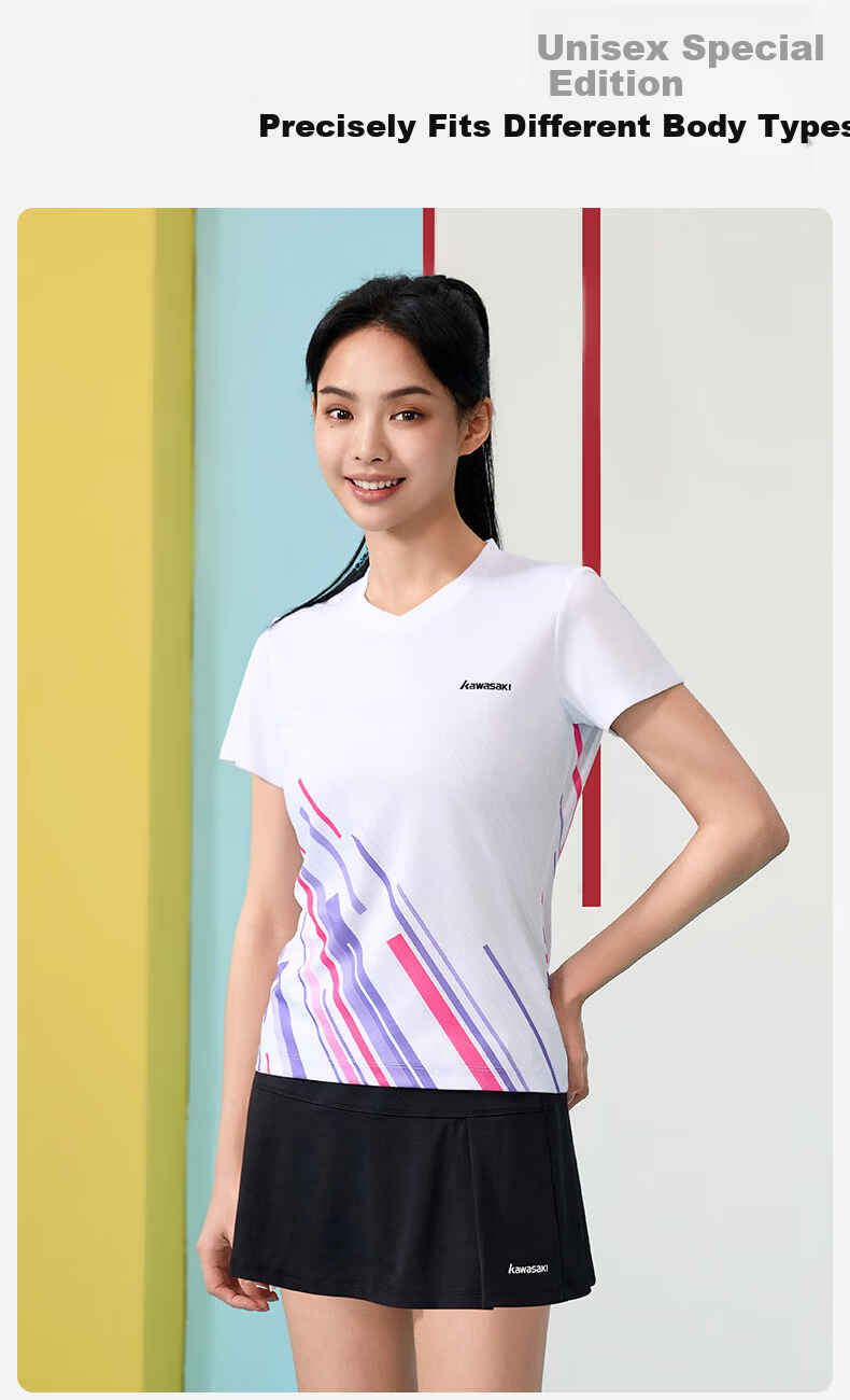 KAWASAKI Women's Badminton Set Short Sleeve + Skirt Sweat-Absorbing Quick-Dry Training Competition Sportswear D2826 Purple L 8