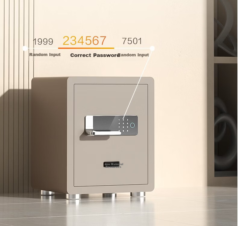 Deli National Standard Fingerprint Lock Safe Home Use CSP Certified New Standard Security Cabinet Anti-theft Bedside Cabinet 4116G Black 61cm 14