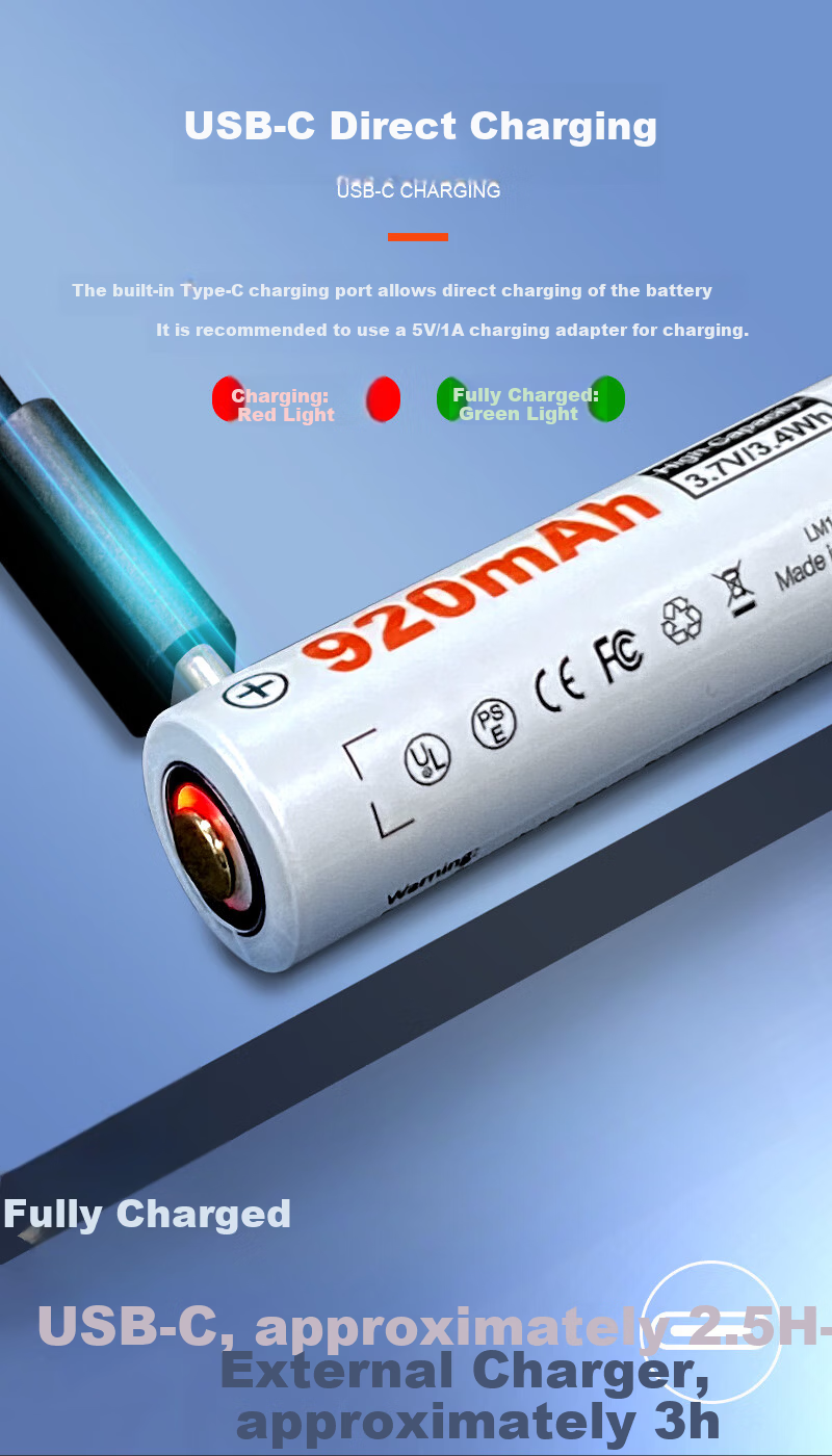 LUMINTOP Lithium Battery 14500/21700 Power Battery TYPE-C Rechargeable Battery 3.7V Flashlight Accessory 3