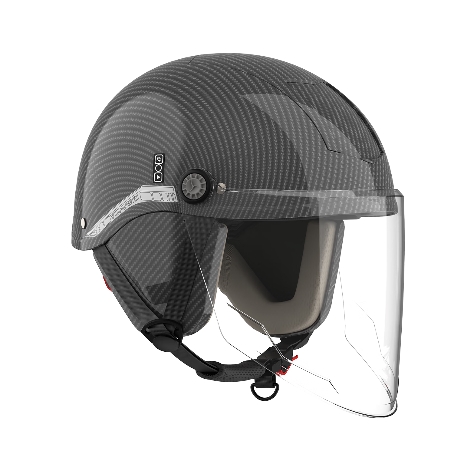 Yundianwei Electric Scooter Helmet, 3C Certified, Safety Helmet for Men And Women, Large Head Circumference, All-Season Motorcycle Half Helmet, Smart Bluetooth Tail Light Model, Carbon Gray Pattern, Extra-Large Size