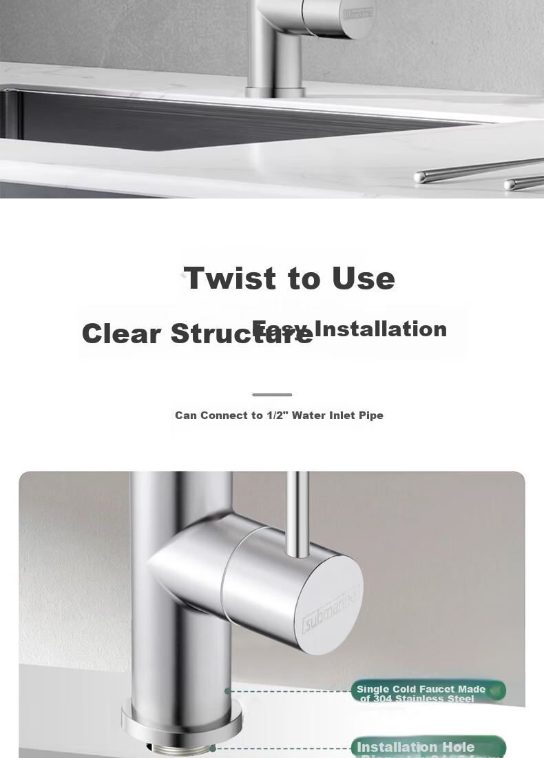 Submarine Kitchen Faucet Single Cold Sink Basin Household Rotatable Balcony Laundry Sink Faucet L3092D 13