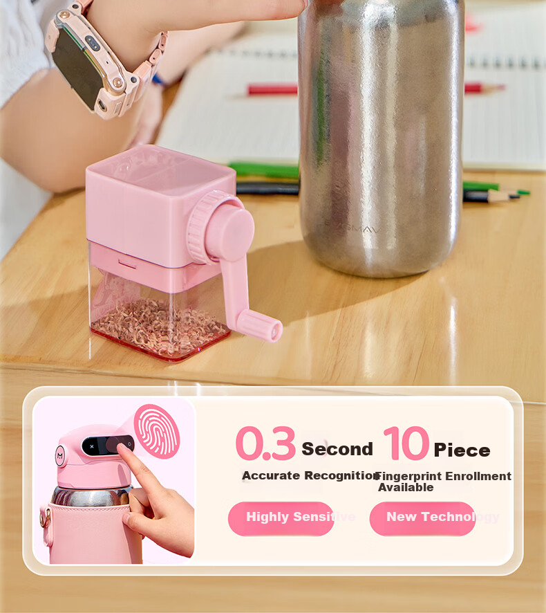 BVGMAV Pure Titanium Children's Insulated Bottle Smart Fingerprint Unlock Water Bottle Antibacterial Straw Cup for Boys and Girls Students Outdoor Portable 13