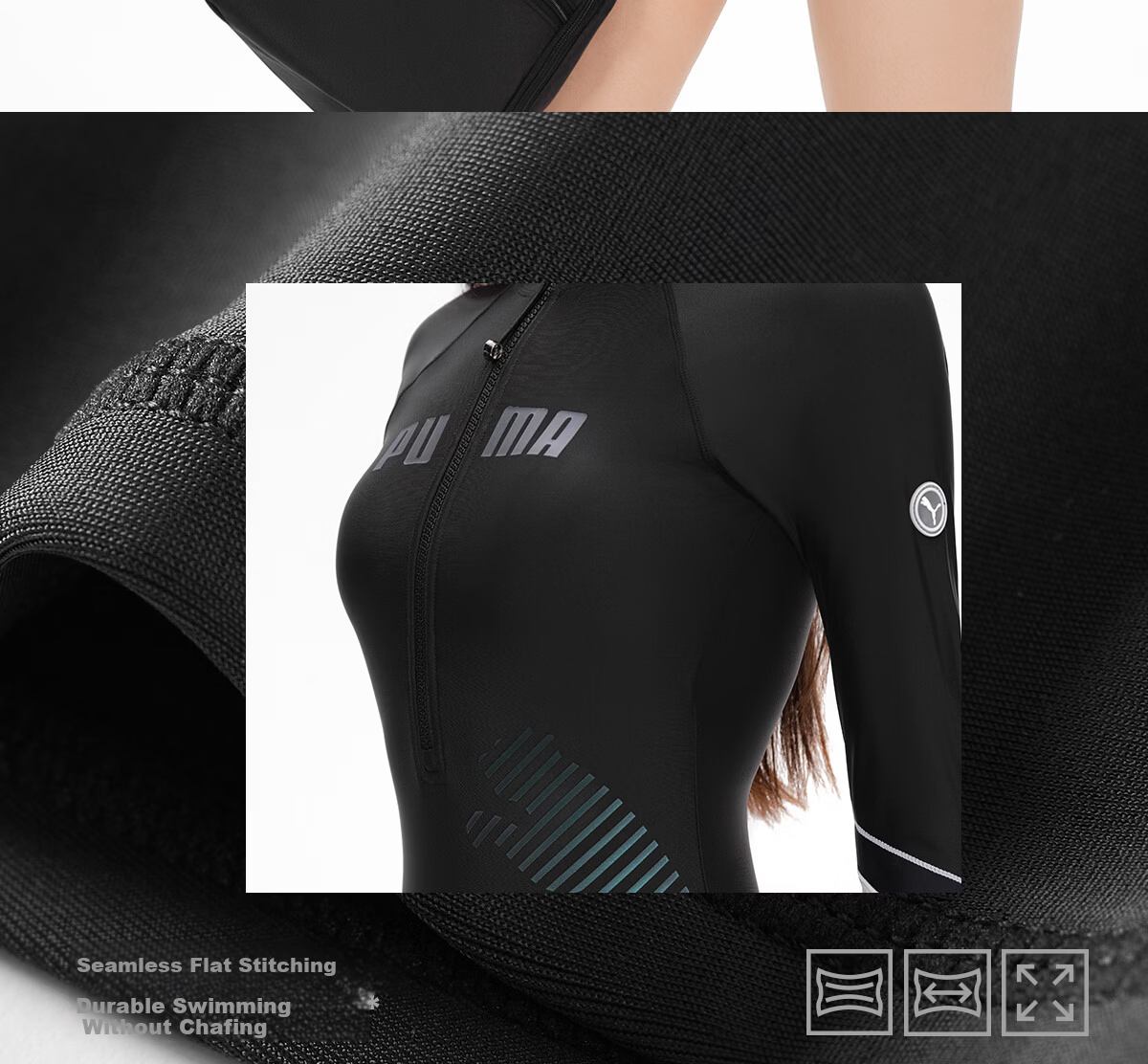 PUMA Women's Long Sleeve One-Piece Swimsuit UV Protection Surfing Swimwear for Swimming Pool Spa Premium Swimwear 7