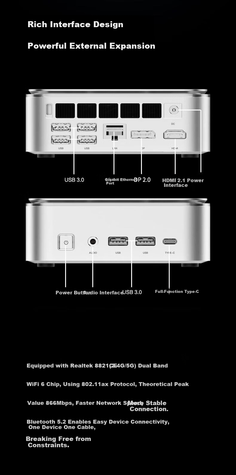 AOC Mini PC MOSS Moss M6Plus High-Performance Lobster OpenClaw Commercial Office Home Desktop Computer (R7-H255 16GB 512GB Wall-Mount) 4