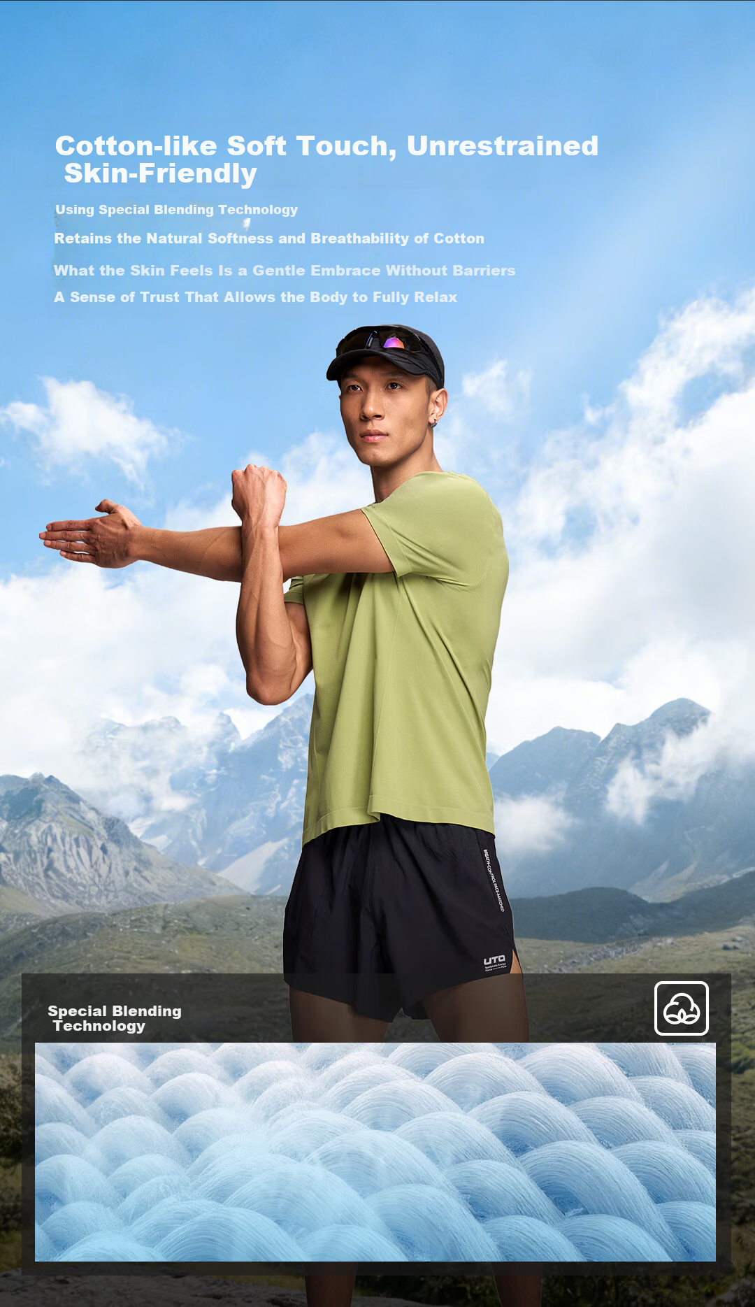 UTO Cotton-Feel Quick-Dry Short Sleeve Sports T-Shirt for Men and Women, Daily Commute Running Quick-Dry Shirt, Classic Black (Men's) M 5