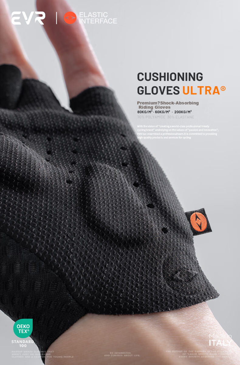 EVR Double Arrow Cycling Gloves Summer Mesh Half Finger Shock Absorption Short Finger Mountain Road Bike Black S 2