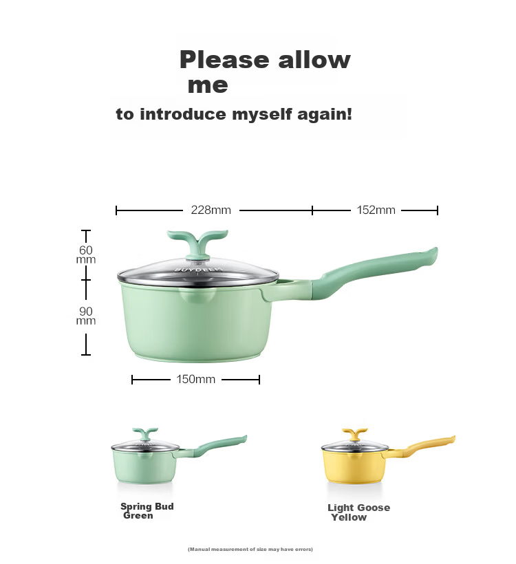Buydeem Baby Food Pot Non-Stick Milk Pot 18cm Light Green Spring Bud 13