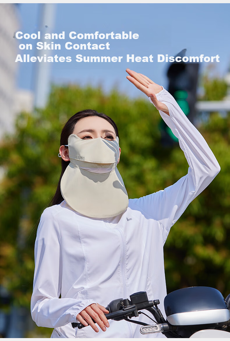 UV100 Taiwan Sun Protection Face Mask Summer UV Shield 3D Open Eye Corner Neck Guard Sun Protection Mask 25410 Germ Rice 8