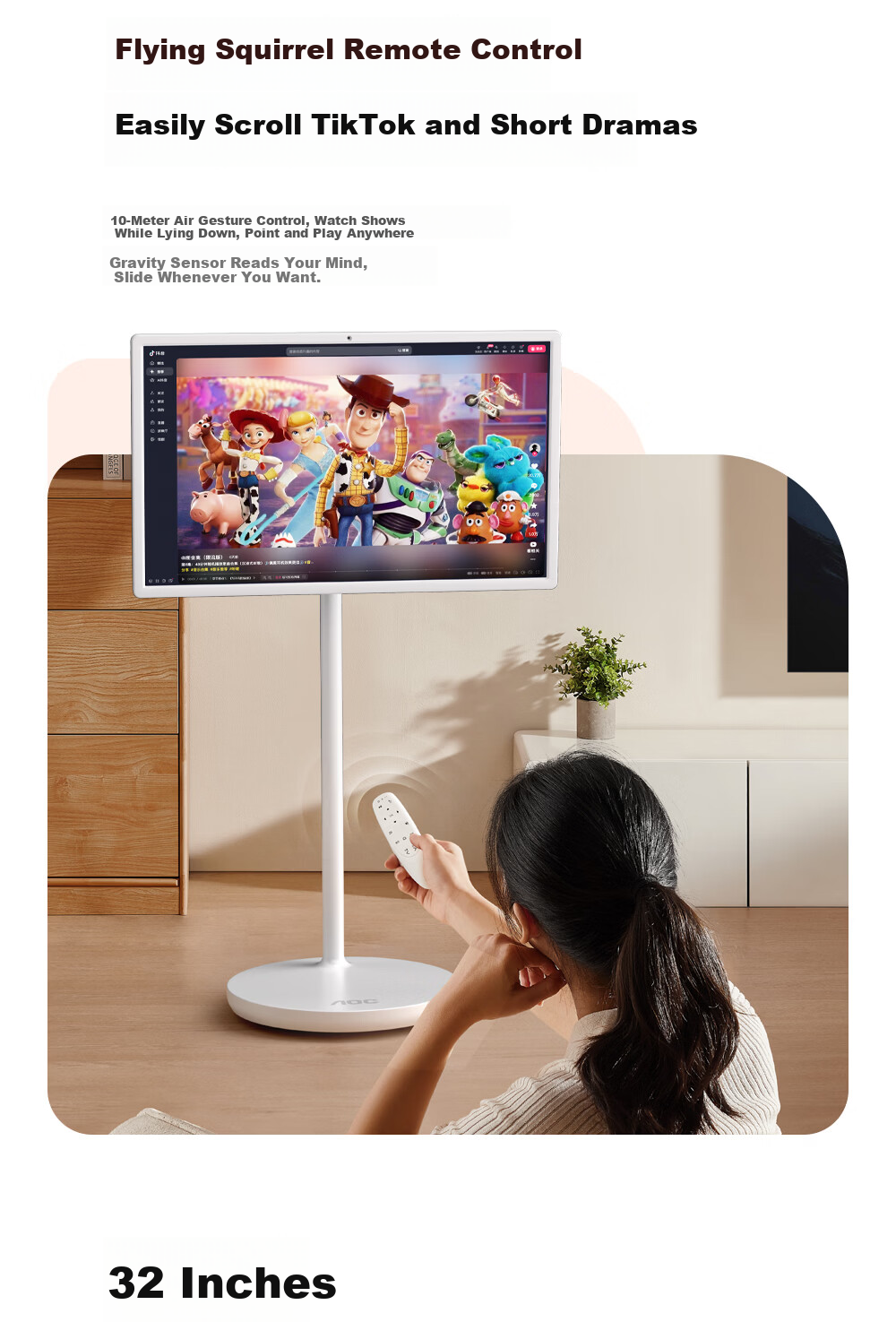 AOC Bestie Touchscreen 4K HD Eye Protection 32-inch Large AI Smart Screen 128GB Portable TV Wireless Screen Casting Fitness Touch Tablet 6