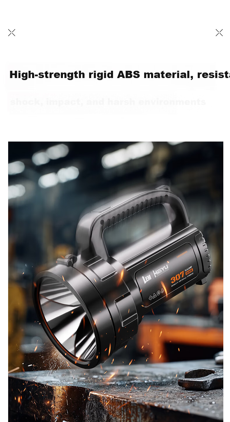 LEM Flashlight High Brightness Long Battery Life Long Range Searchlight Military Emergency Portable Handheld Patrol Mining Lamp 11