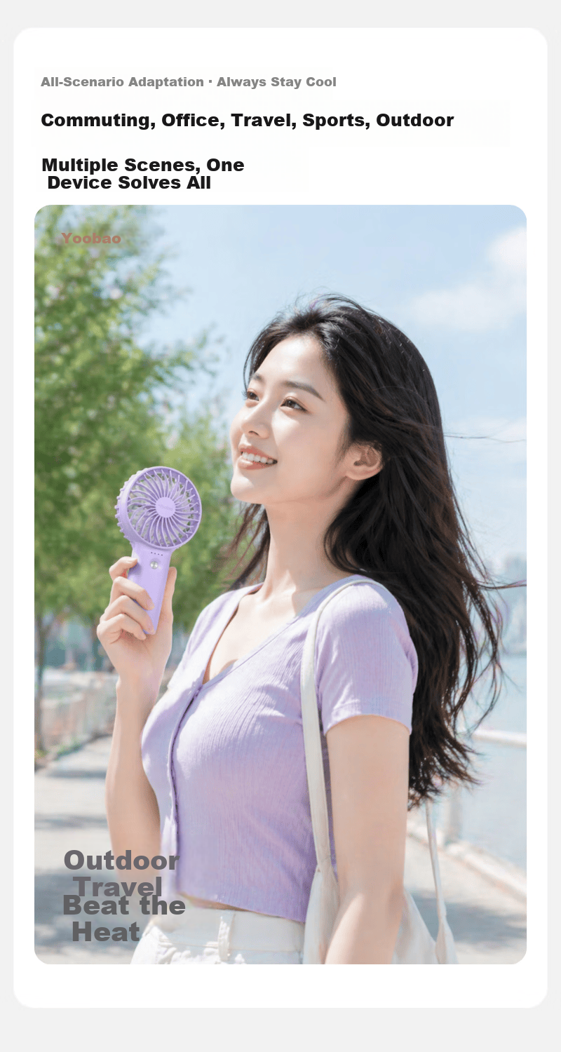 Yoobao Handheld Mini Portable Silent Fan Long Battery Life Office Student Dormitory Desk Fan Rechargeable Vitality Blue 6000mAh 10