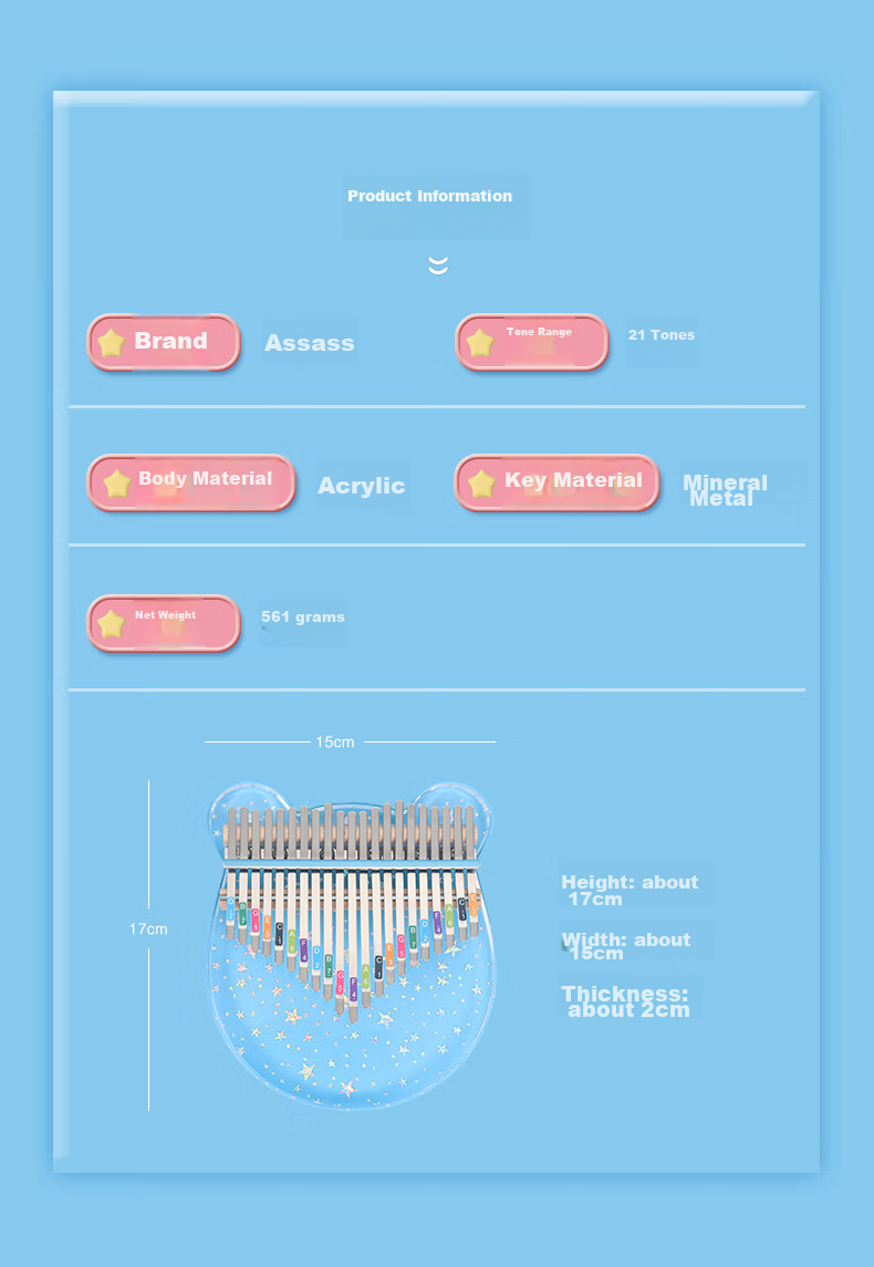 Asasi Kalimba Thumb Piano 21 Keys, Sold by JD, Musical Instrument Gift for Girls Aged 6-12 And Female Students, Christmas And Children's Day Present 5
