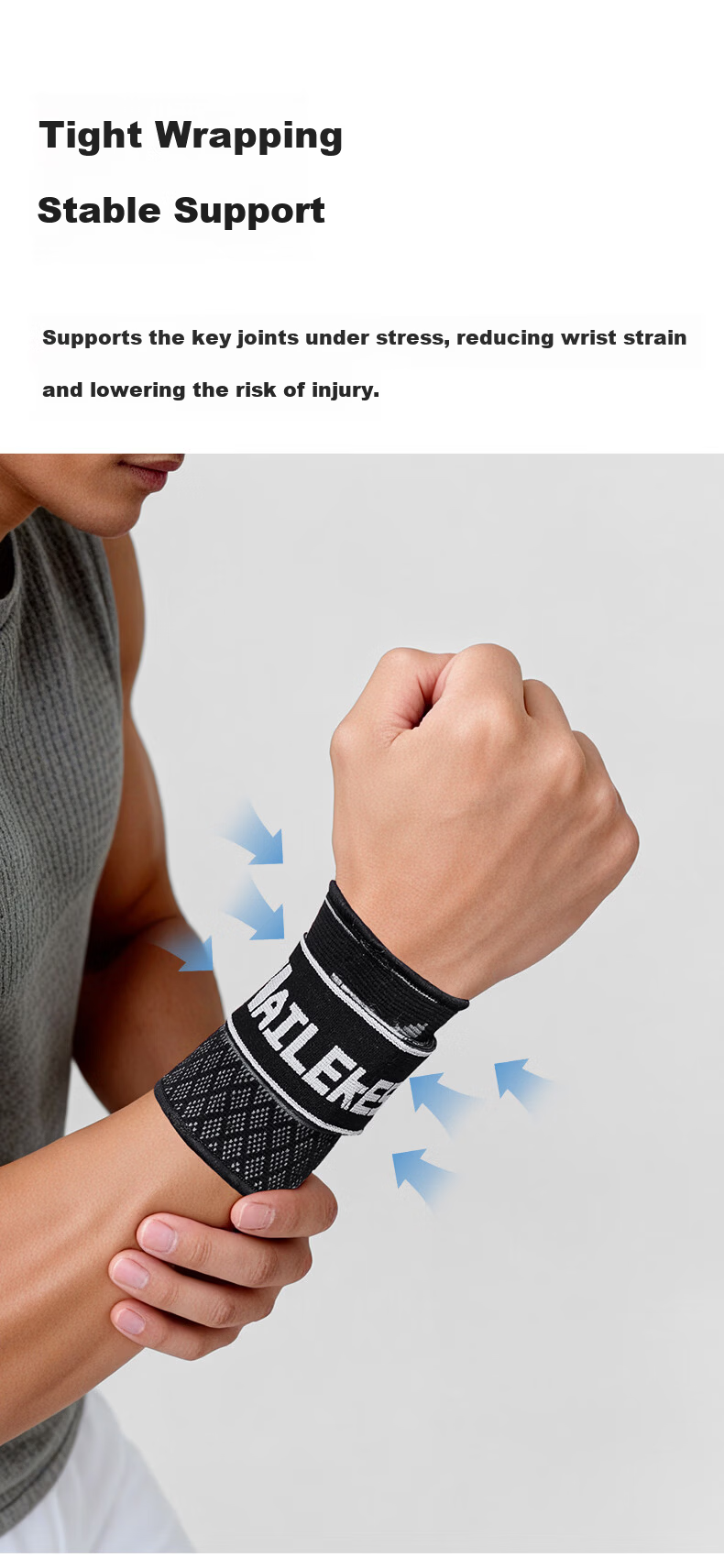 NAILEKESI N Sports Wrist Support Fitness Anti-Sprain Wrist Brace Male TFCC Tendon Sheath Basketball Push-Up Compression Protector M 5