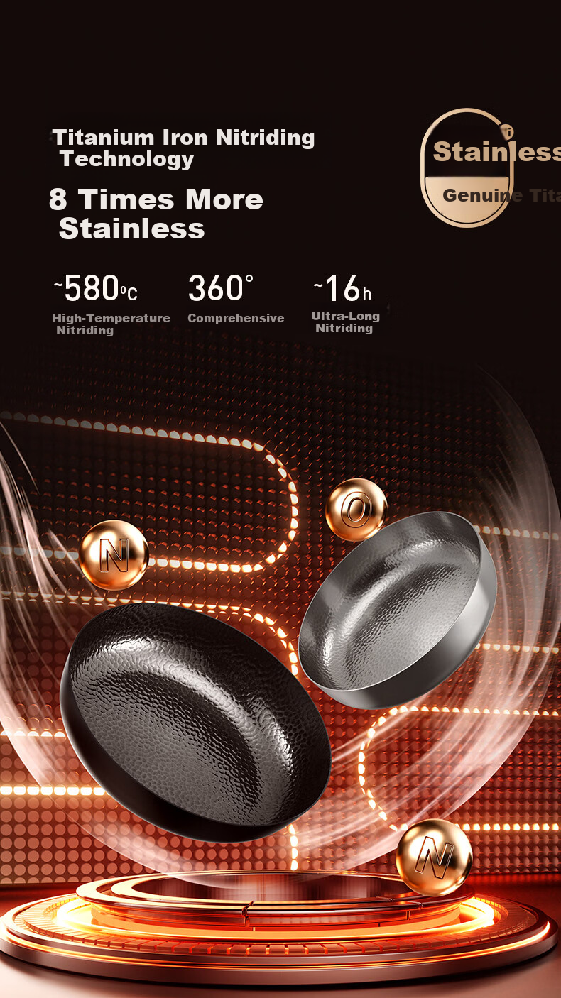 Joyoung 28cm Titanium Iron Non-Stick Frying Pan Skillet Grill Pan Steak Breakfast Pan No Coating 12