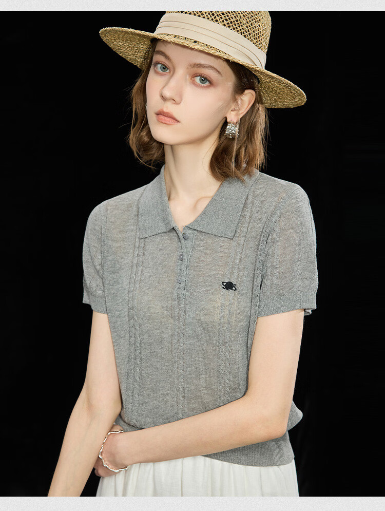 Wudao Summer Polo Collar Embroidered Pattern Short Sleeve Women's T-Shirt 2026 Latest Fashionable Top 10