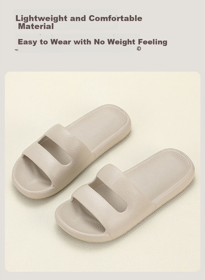 XGGC Premium Textured Leather Slippers for Men Summer Indoor Bathroom Non-Slip Sandals Ivory White Size 37-38 5