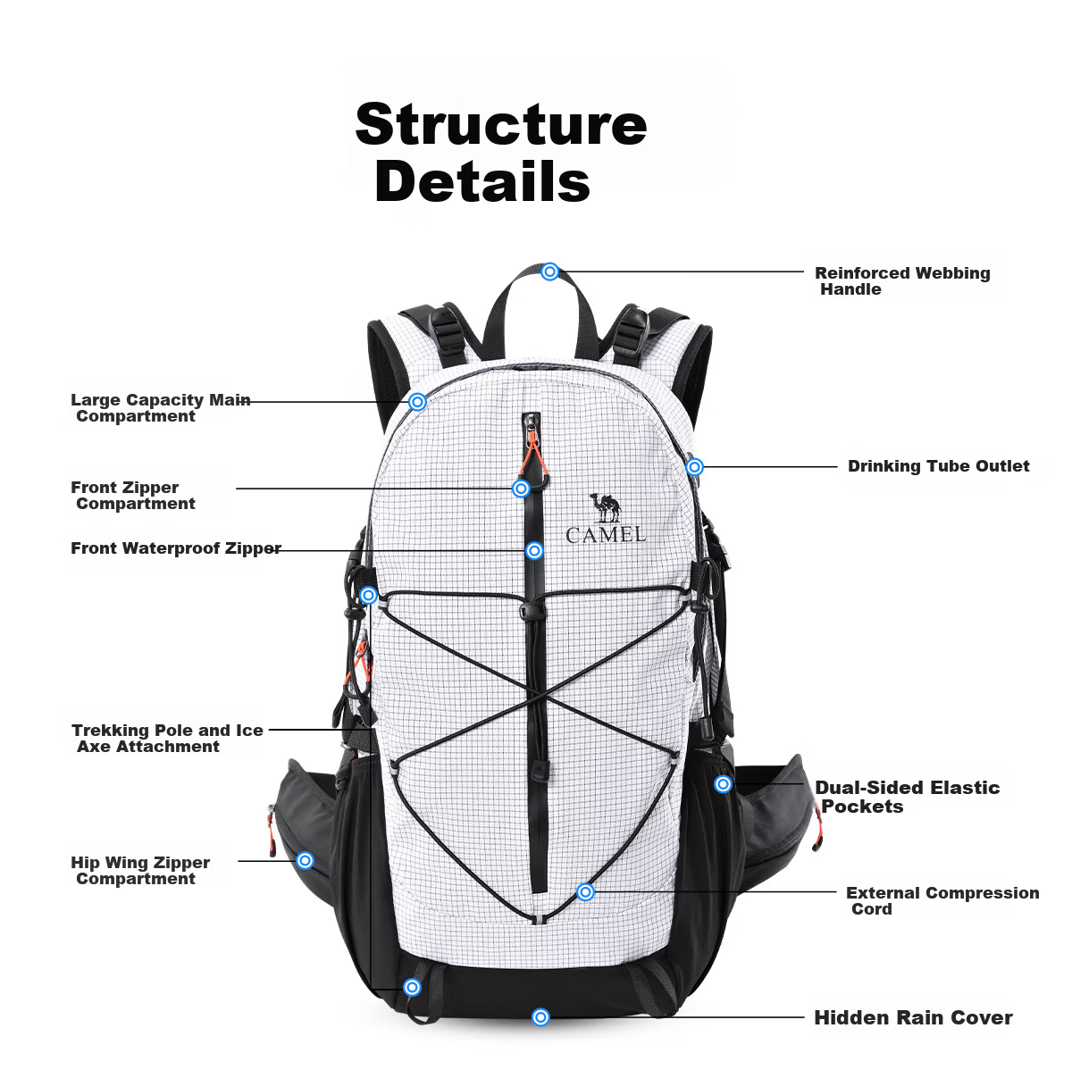 CAMEL Outdoor Mountaineering Backpack Large Capacity Travel Double Shoulder Bag Lightweight Hiking Climbing Tourism Backpack 576BB38033 22
