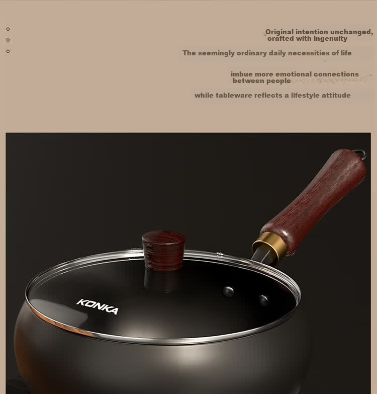 KONKA Authentic Large Belly Iron Wok Hand-Forged Stir-Fry Pan Household Iron Pan No Coating 28cm 9