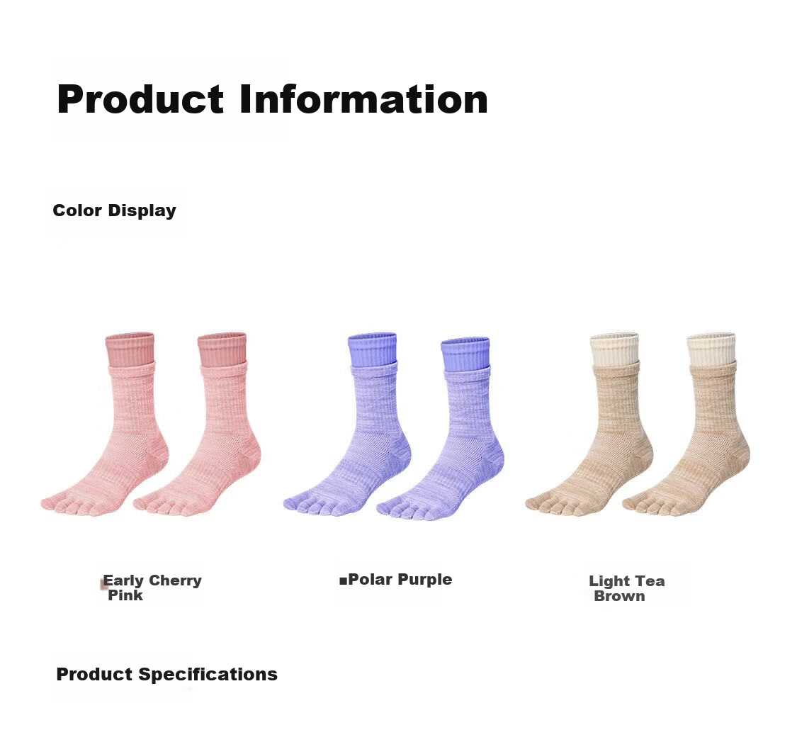 Keep Spliced Mid-Calf Five-Toe Yoga Socks Light Tea Brown One Size Fits 35-39 15