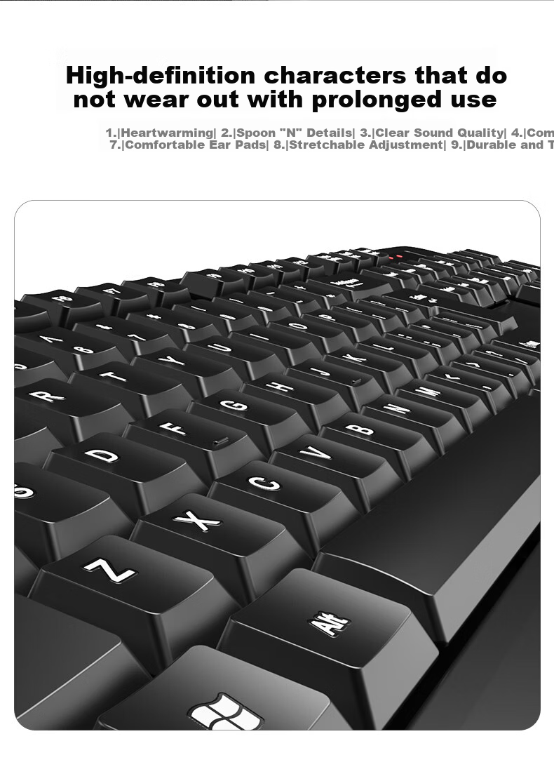Founder W6202 Classic Black Ultra-thin Waterdrop Keycaps Wireless Keyboard and Mouse Set Lightweight Silent Office Business Keyboard and Mouse for Laptop and Desktop 4