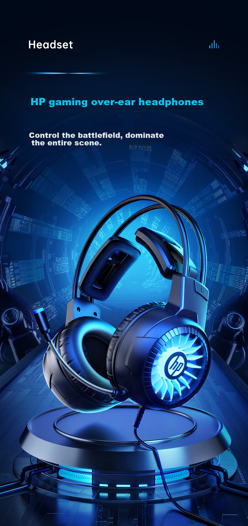 HP Over-Ear Wired Gaming Headset with Noise-Cancelling Microphone, 7.1 Surround Sound, Positional Audio for Delta Operation, Compatible with PC, Laptop, and Internet Cafe Use 2